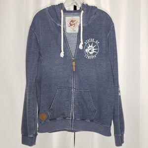 XLarge Pop Surf Blue White Full Zip Hooded Jacket Statue of Liberty